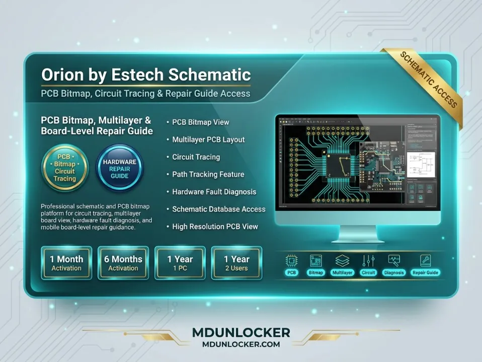 Orion by Estech Schematics 1 Year 1 PC License – PCB Bitmap, Schematic Diagrams & Repair Guidelines