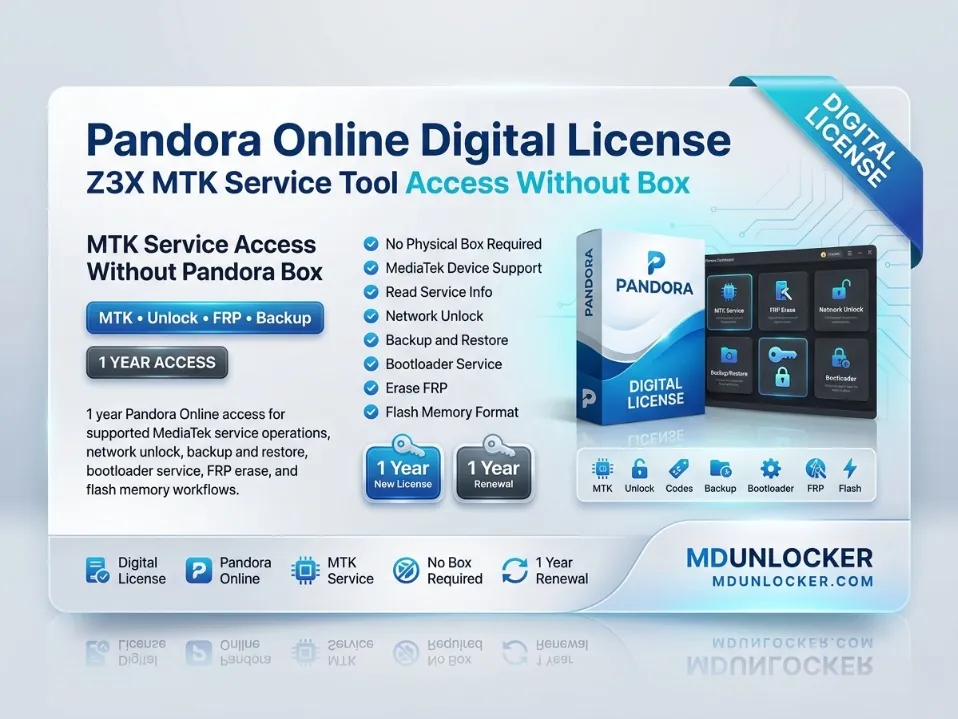 Pandora Online Digital License 1 Year Renewal – Existing Account | Z3X Pandora MTK Software Access